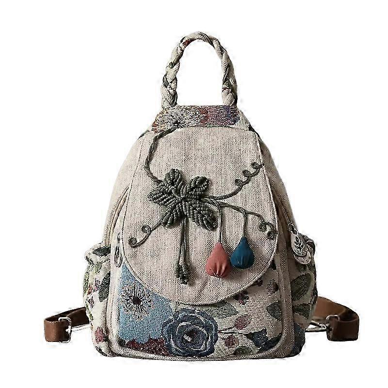 Handwoven Embroidered Canvas Backpack