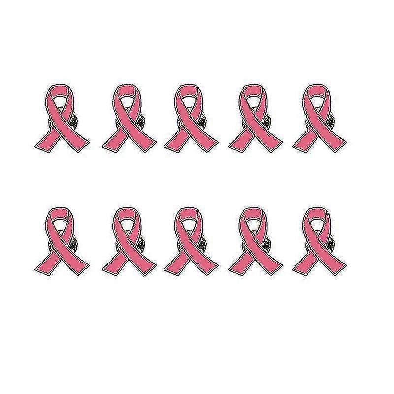 10pcs Pink Ribbon Brooch