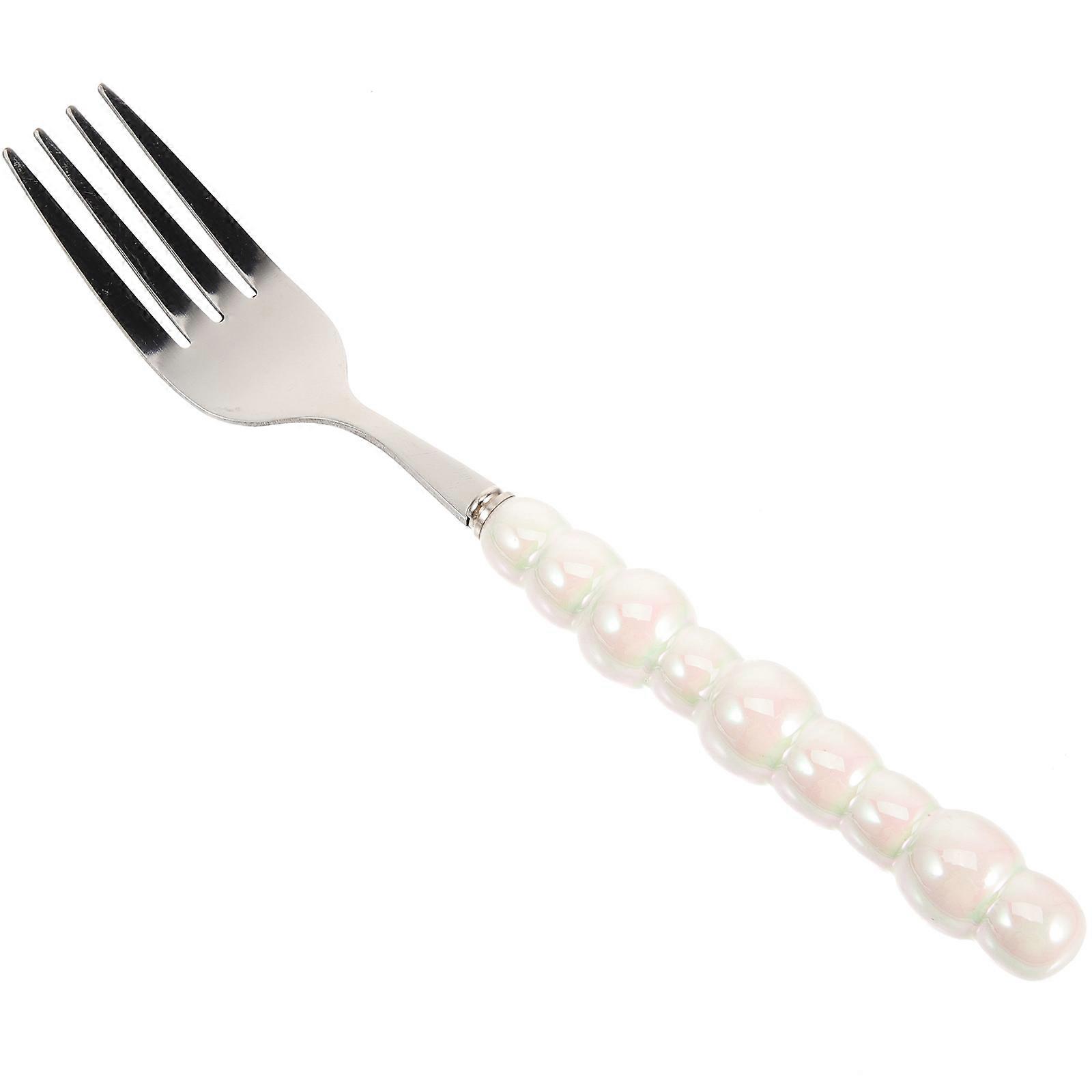 Ceramic Handle Stainless Steel Fork for Dessert Kitchen