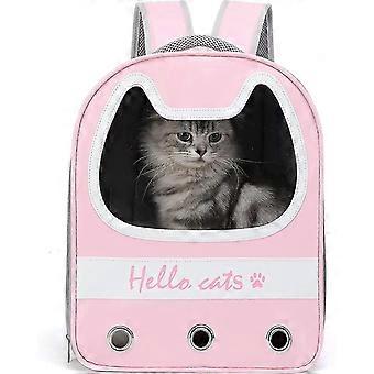 Space Pet Capsule Backpack for Small Medium Cats Puppy Dog, Transparent Breathable Heat Resistant Carrier for Travel Hiking Camping (Pink),c