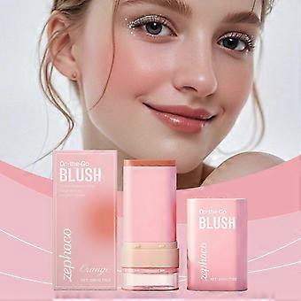 Two-in-One Orange Cream Blush Stick for Cheeks & Lips, Lightweight Long-Lasting Tint with Natural Finish