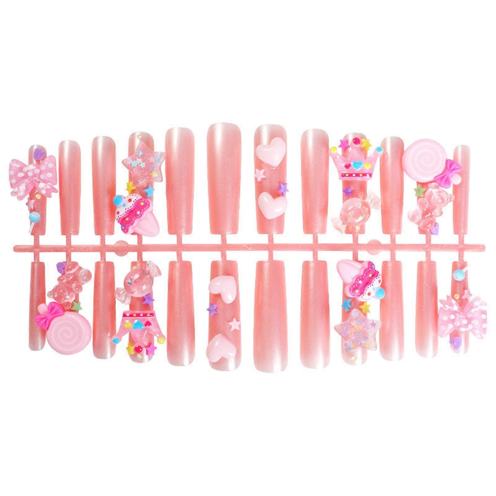 Pink Candy Resin False Nails Set