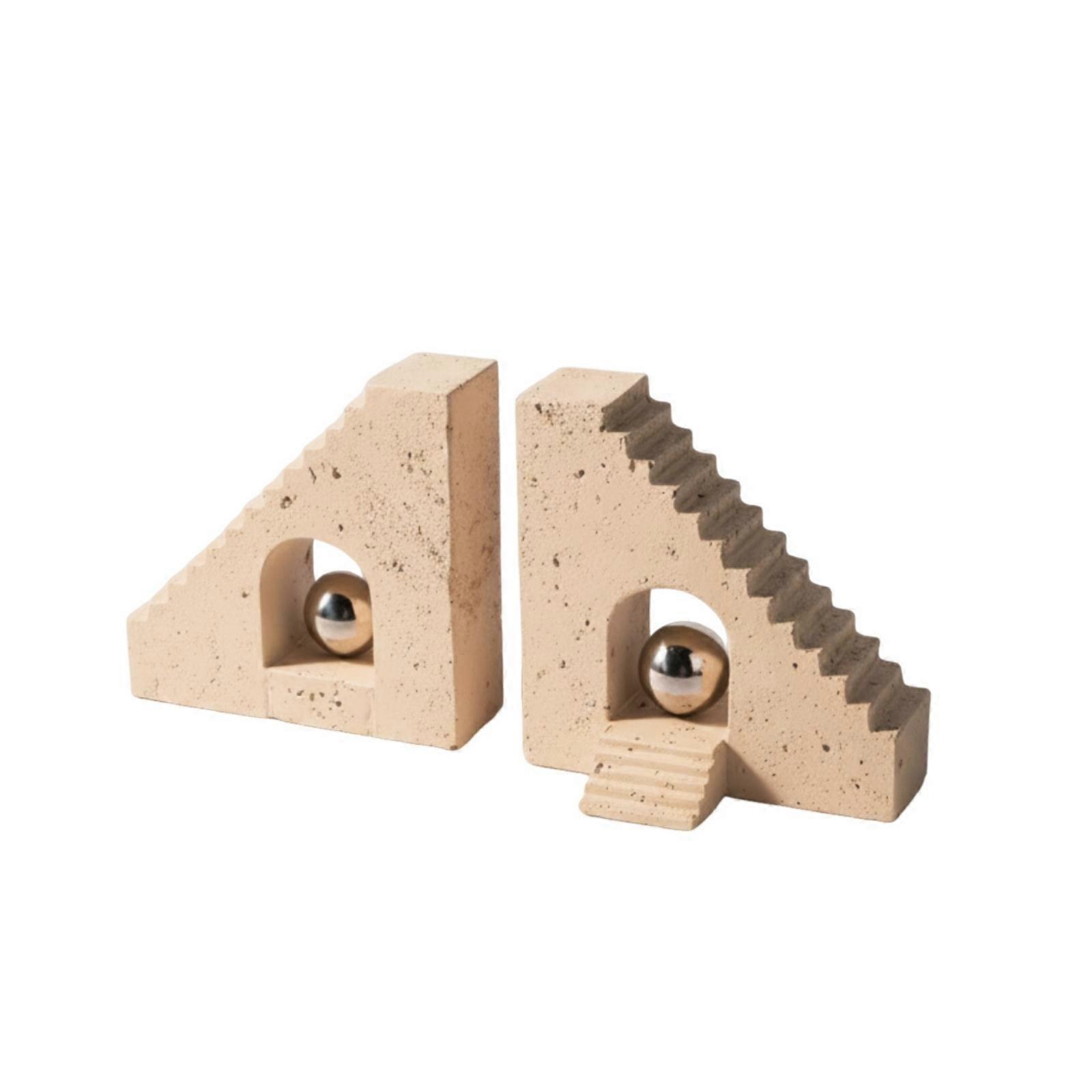 Layered Arch Bookends Architectural Home Decor Beige