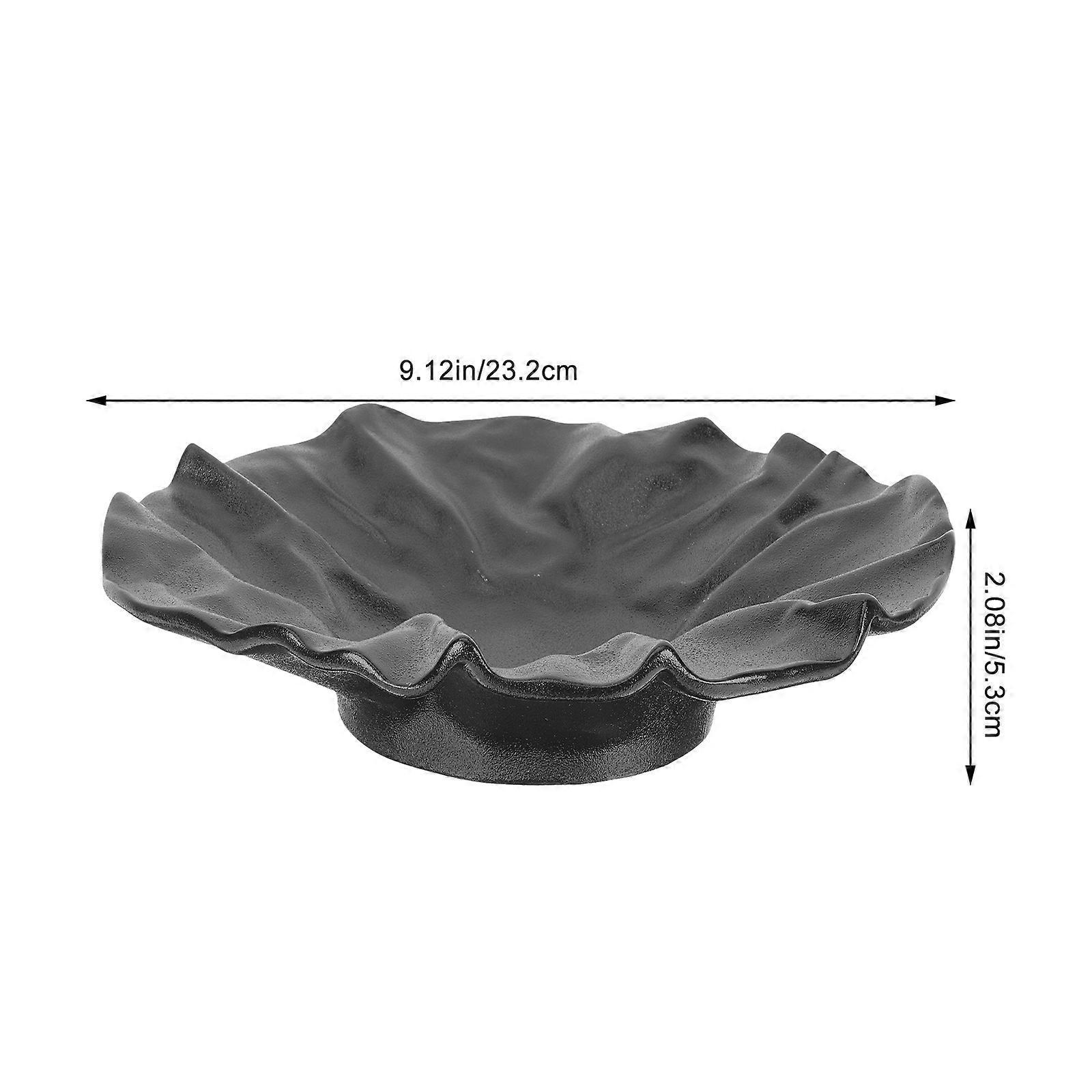 Black Ceramic Wrinkled Salad Plate compatible with Serving Dessert