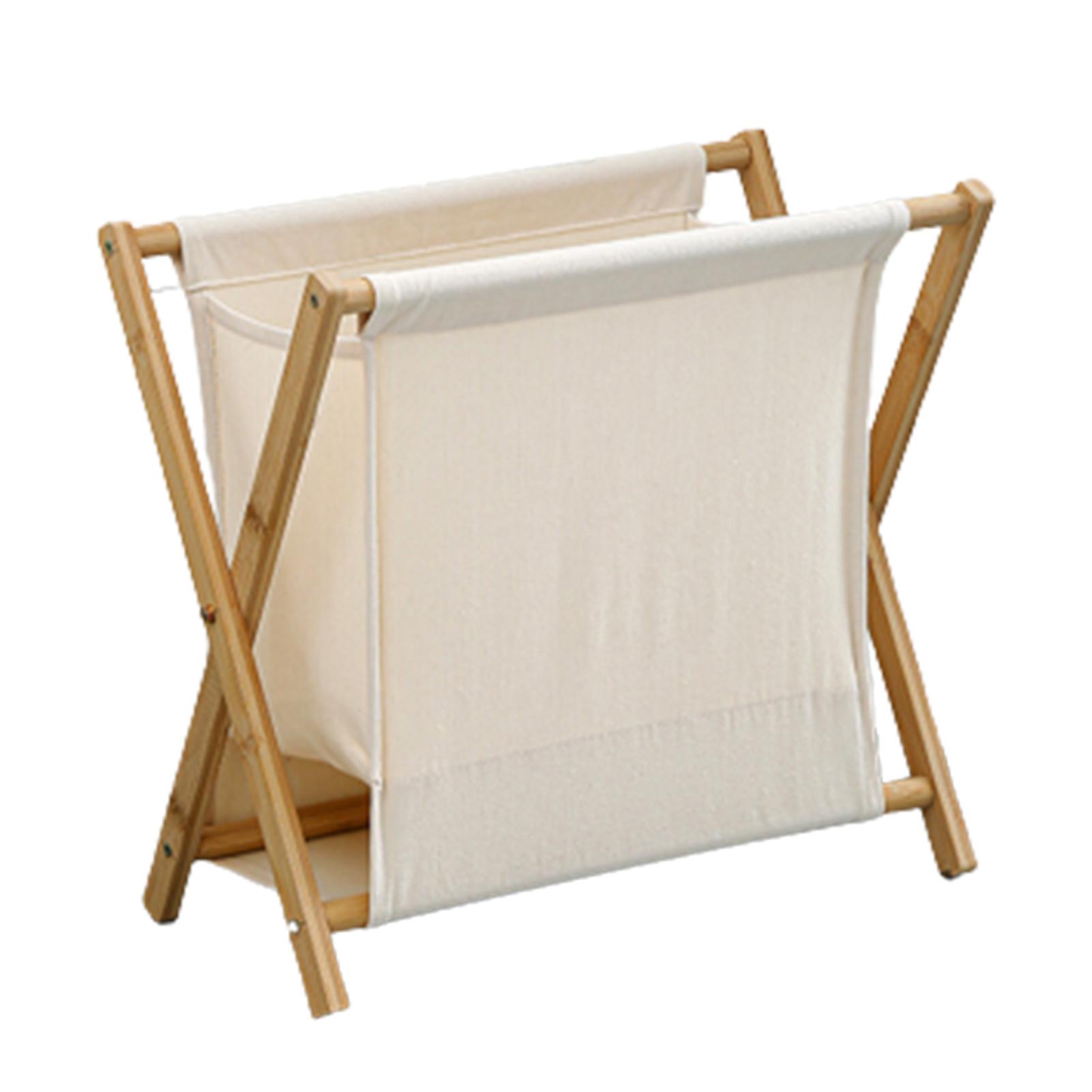 Household Dirty Clothes Basket Folding Solid Wood Frame Laundry Basket