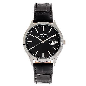 Elevon Concorde lederen-Band kijken w/Date-zilver/zwart