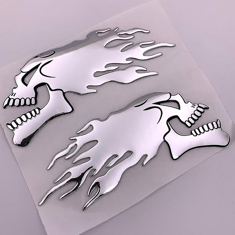 Fasp 2pcs/p Silver 3d Auto Cycle Car Sticker Decals - Decals Amp; Stickers