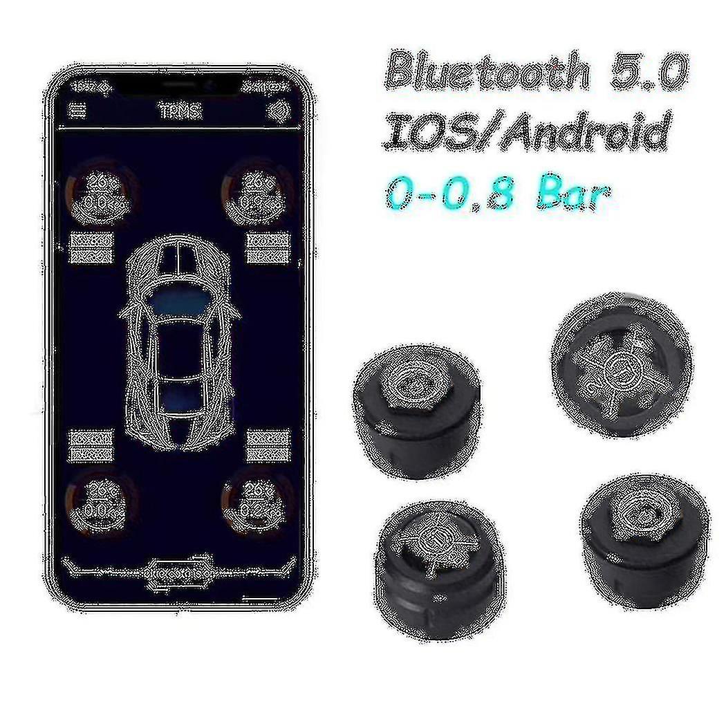 Bluetooth 5.0 Car Tpms Tire Pressure Alarm System Sensor Android/ios ...