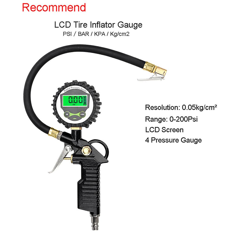 Tire Pressure Gauge Digital Display High-precision Monitoring Inflation Gun Car Tire Manometro With Inflator Hose Universal
