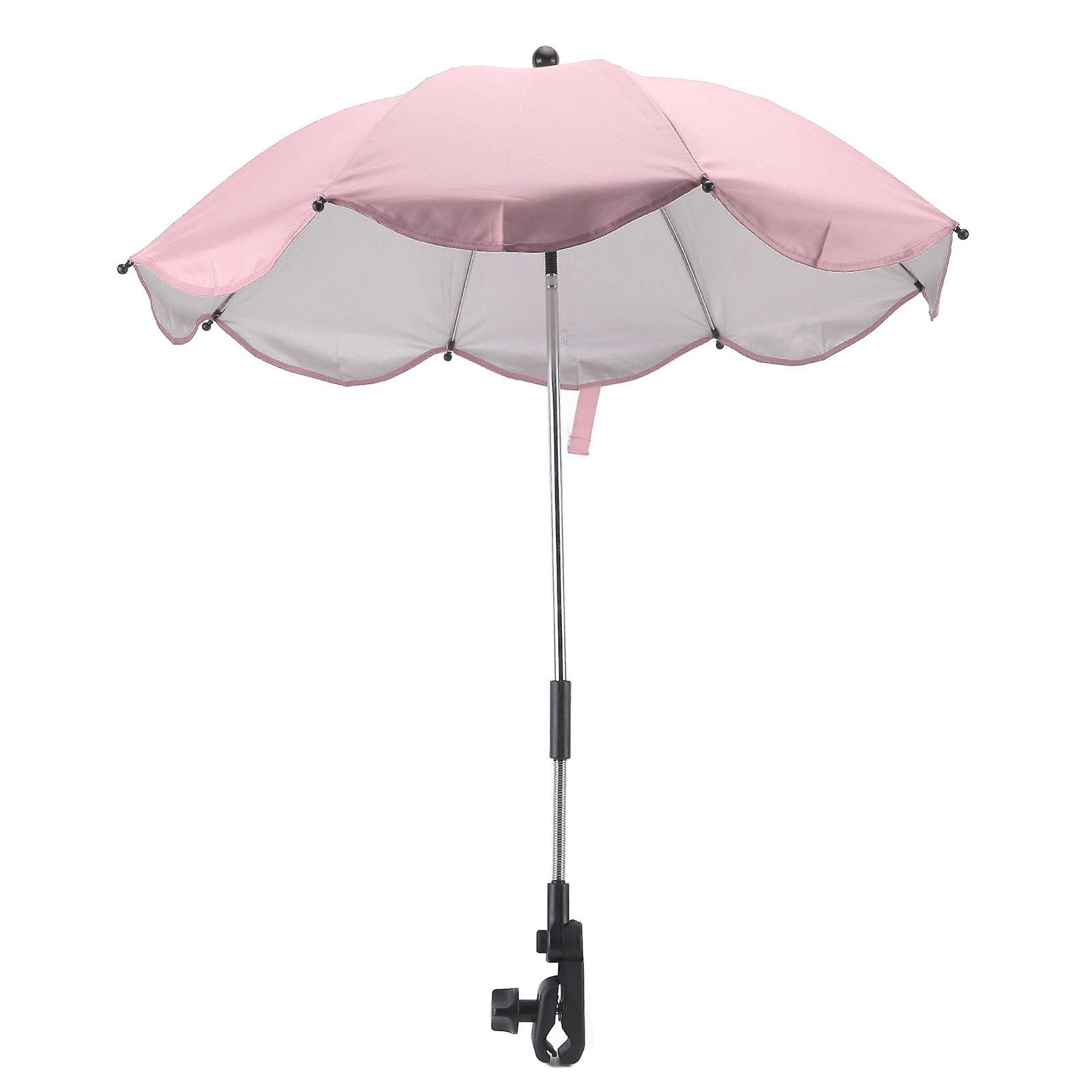 Universal 14 Inch Stroller Umbrella with UV Protection, Adjustable Baby Stroller Umbrella, Pink (Silver Glue)