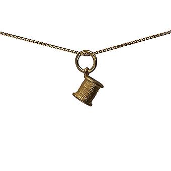 9ct Gold 6x7mm seamstress´s Cotton Reel Pendant with a...