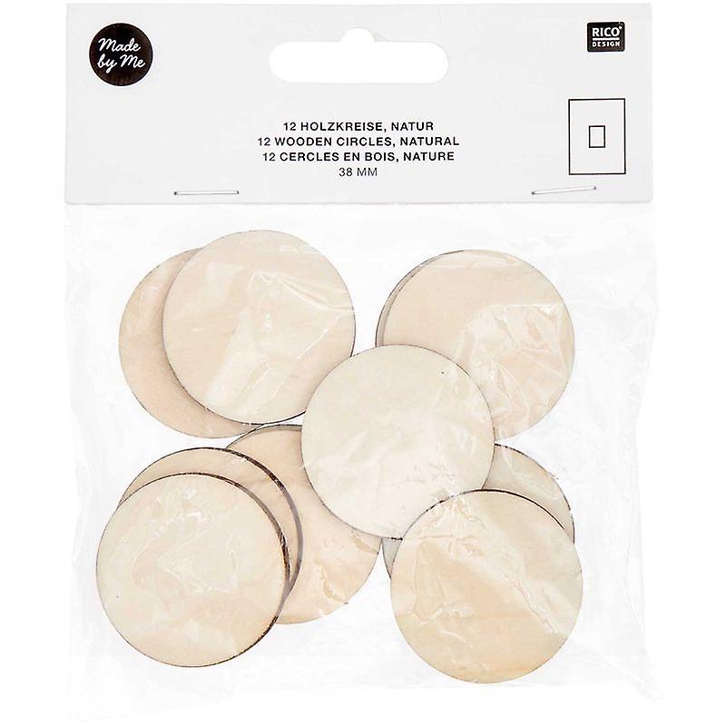 12 Natural wood circles - 38 mm