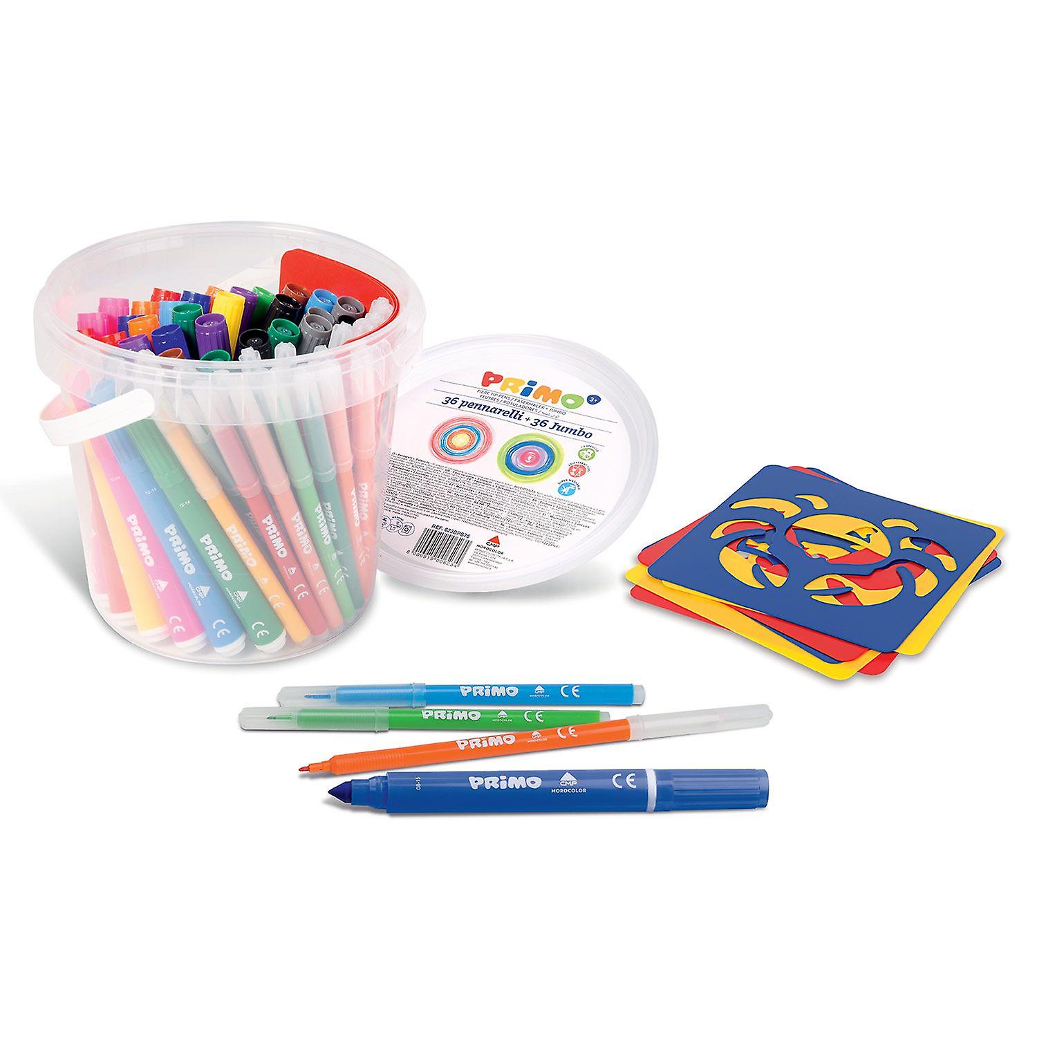 Bucket of 36 large markers + 36 fine point markers