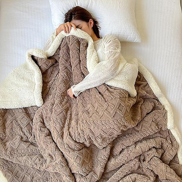 Warm Wool Blanket Soft Throw On Sofa Cover Bed Cover Double Sided Winter Thick Blankets Solid Color Bedspread