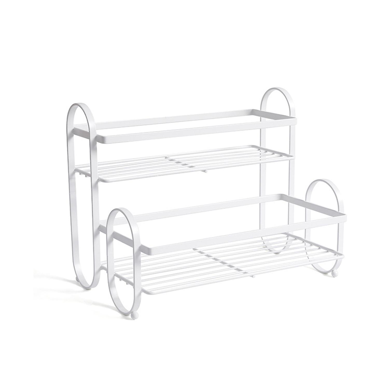 Storage Rack Double Layer Space-saving Arc Shape Handle Kitchen Spice Seasoning Jar Rack Countertop