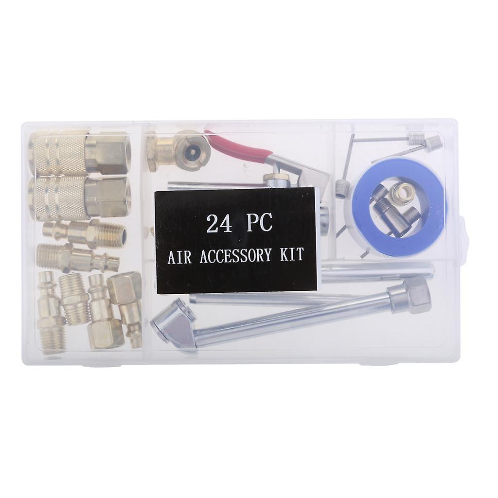 24pcs 1/4" NPT Air Accessory Kit Air Compressor Hose Tool Kit with Blow