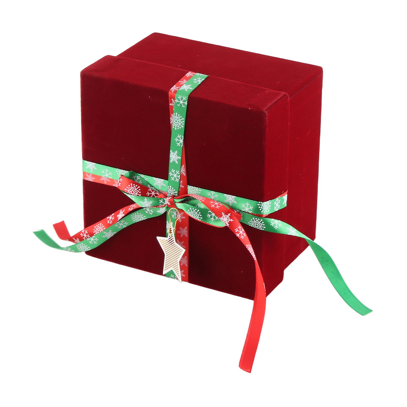 Röd sammets nyårspresentask julafton äppeldekoration