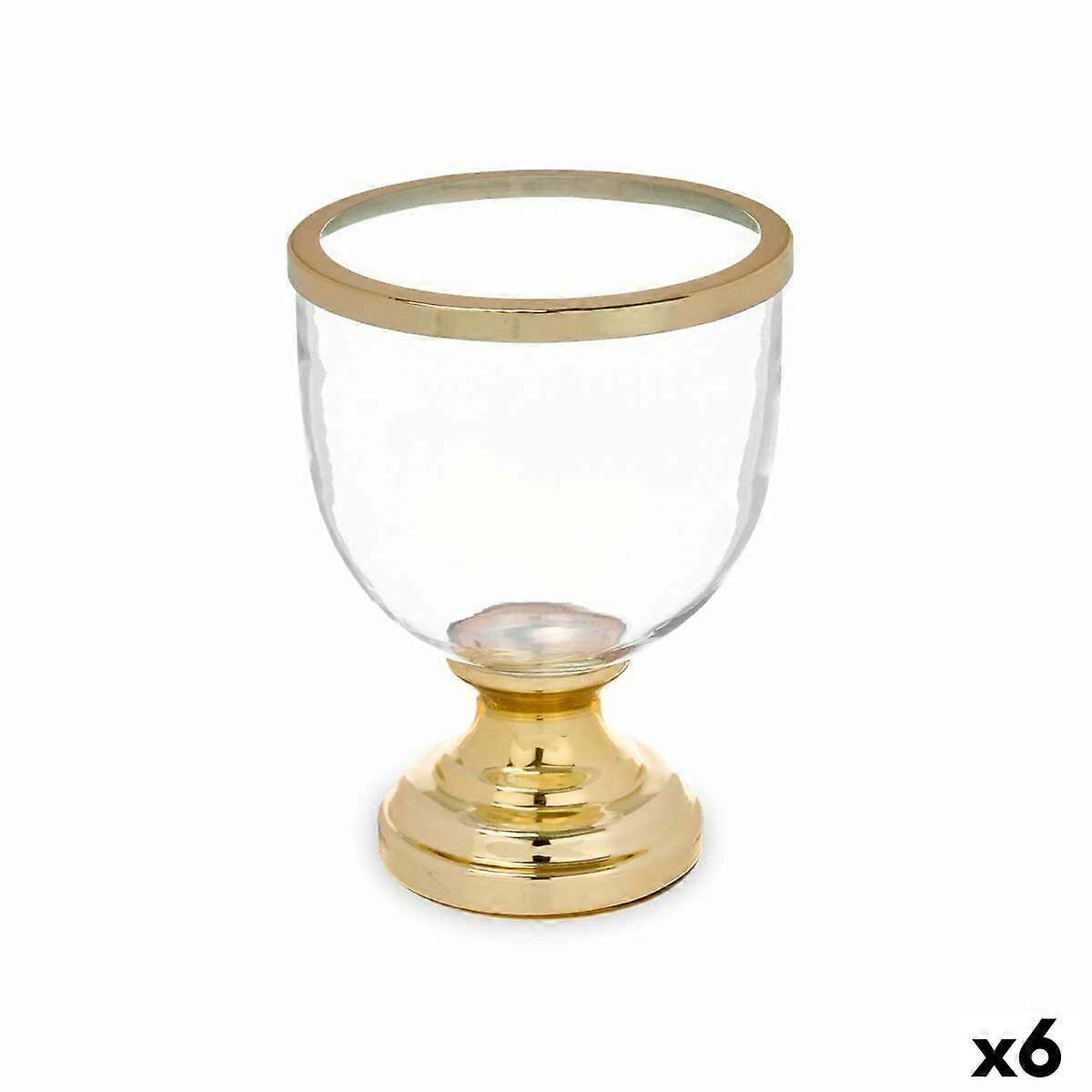 Candle Bowl Gift Decor Gold Crystal Steel 17.3 x 23.5 x 17.3 cm Glass (6 pieces)