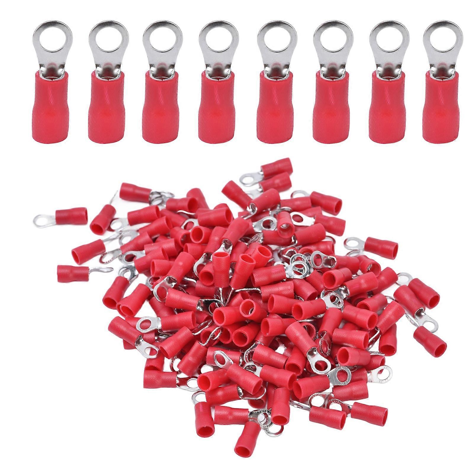 Pre Insulated Crimp Terminals,BOROCO 150Pcs AWG 14‑12 Insulated Electrical Wire Terminals PVC Wire Crimp Connector Ring Type Crimp Terminals