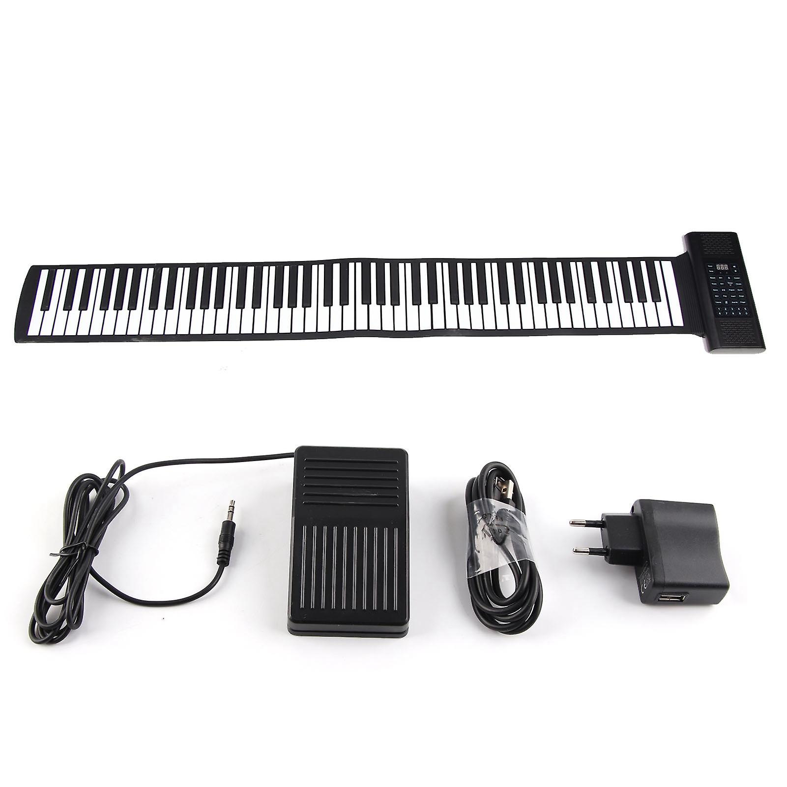 88-Key Foldable Roll Up Piano with Bluetooth MIDI, Double Horn, and LED Display
