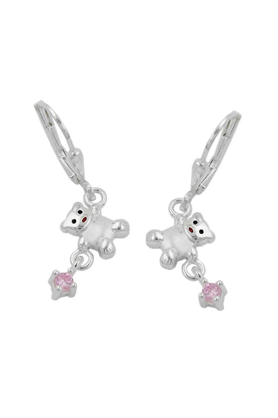 Leverback Earrings Bear Pink Zirconia Silver 925 - Gl91841