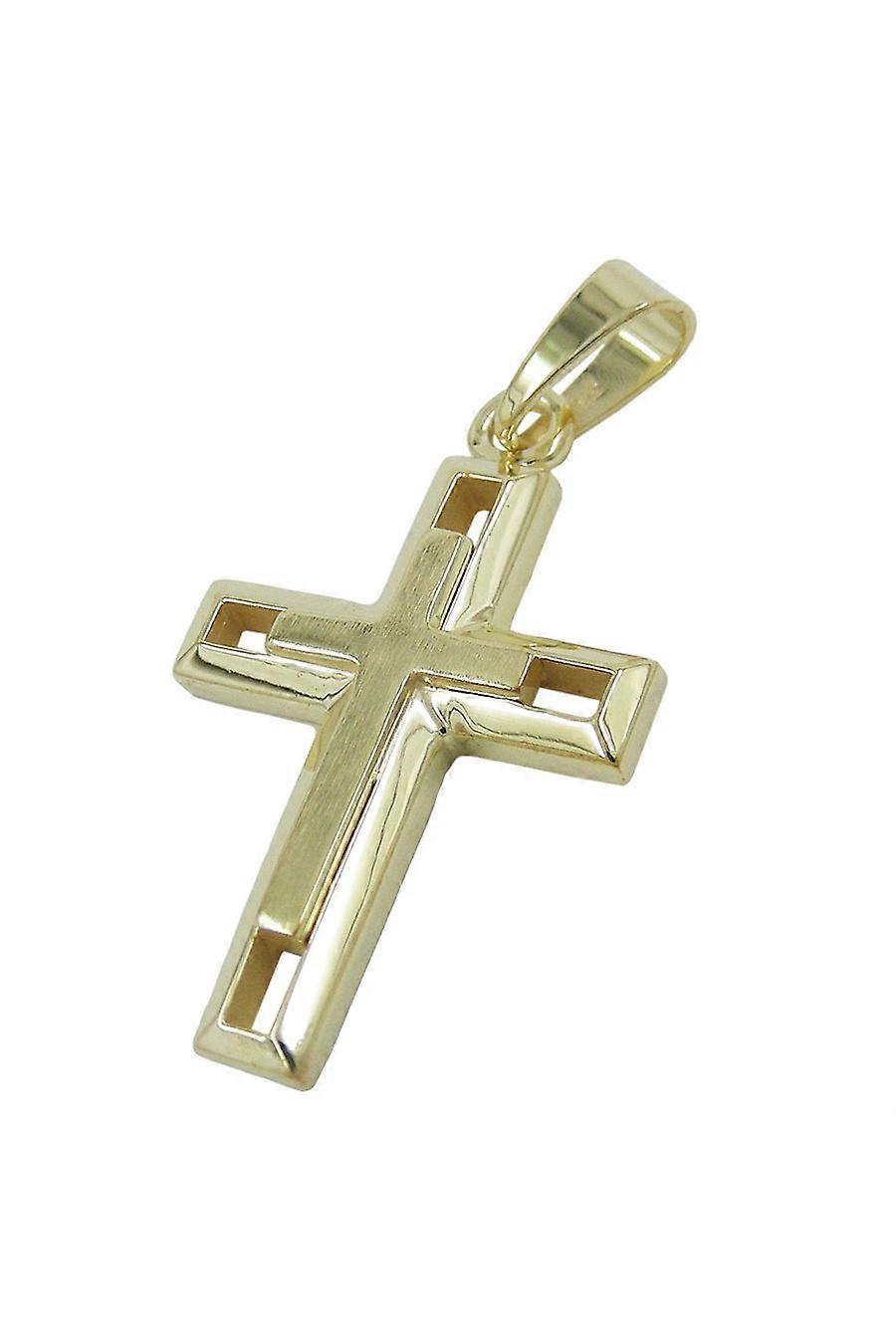 Pendant Duoble Cross Heavy 9k Gold - Gl430667