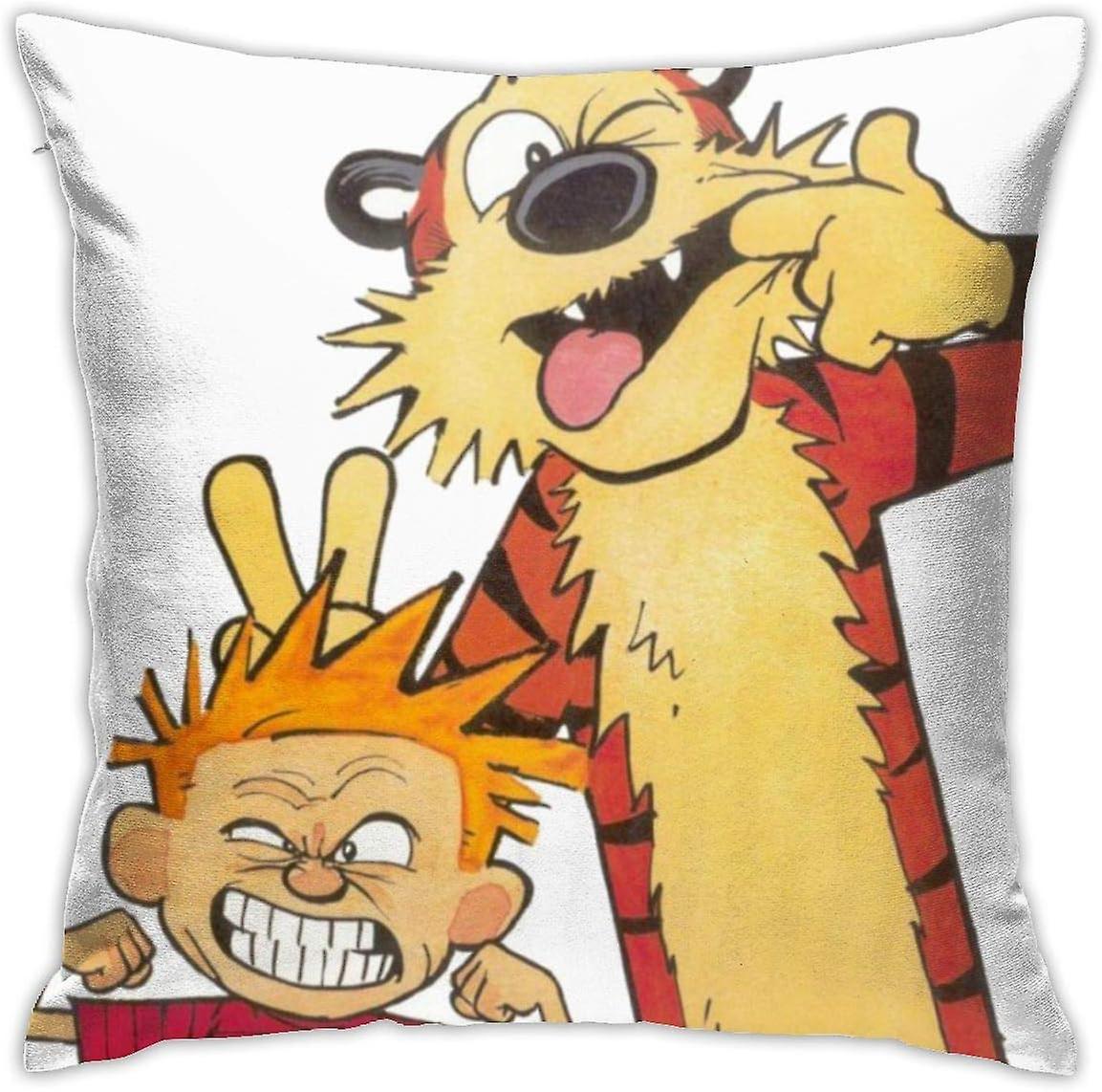 ファッションと耐久性のある新しいWanli CalvinandHobbes枕カバー、ソファソファの家の装飾のための絹のような柔らかいクッションカバー、18x18インチ(B-1293)