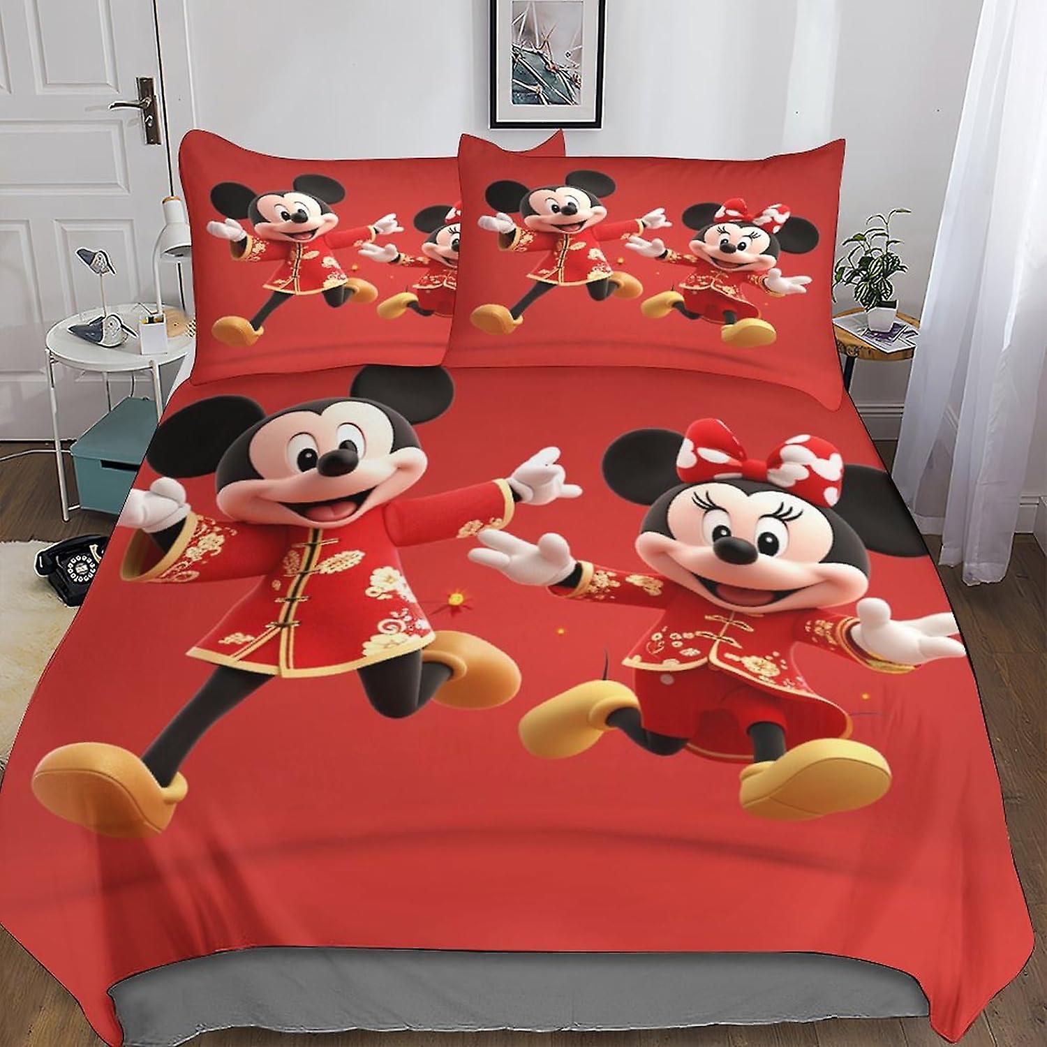 DSJackson Mickey Mouse Chic Comforter Cover Set with Hidden Zipper Closure - Stylish Microfiber Cartoon Bedding with 3D Print, 3-Piece Set with Pillow