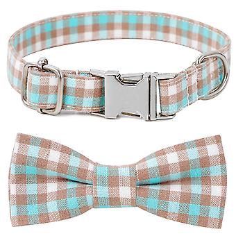 Veeki Dog Collar with Bow, Stylish Cute Plaid Small Dog Collar Soft Comfy Bowtie Dog Collar for Girl Boy Dog, Puppy Collars with Metal Bow Tie Dog Col