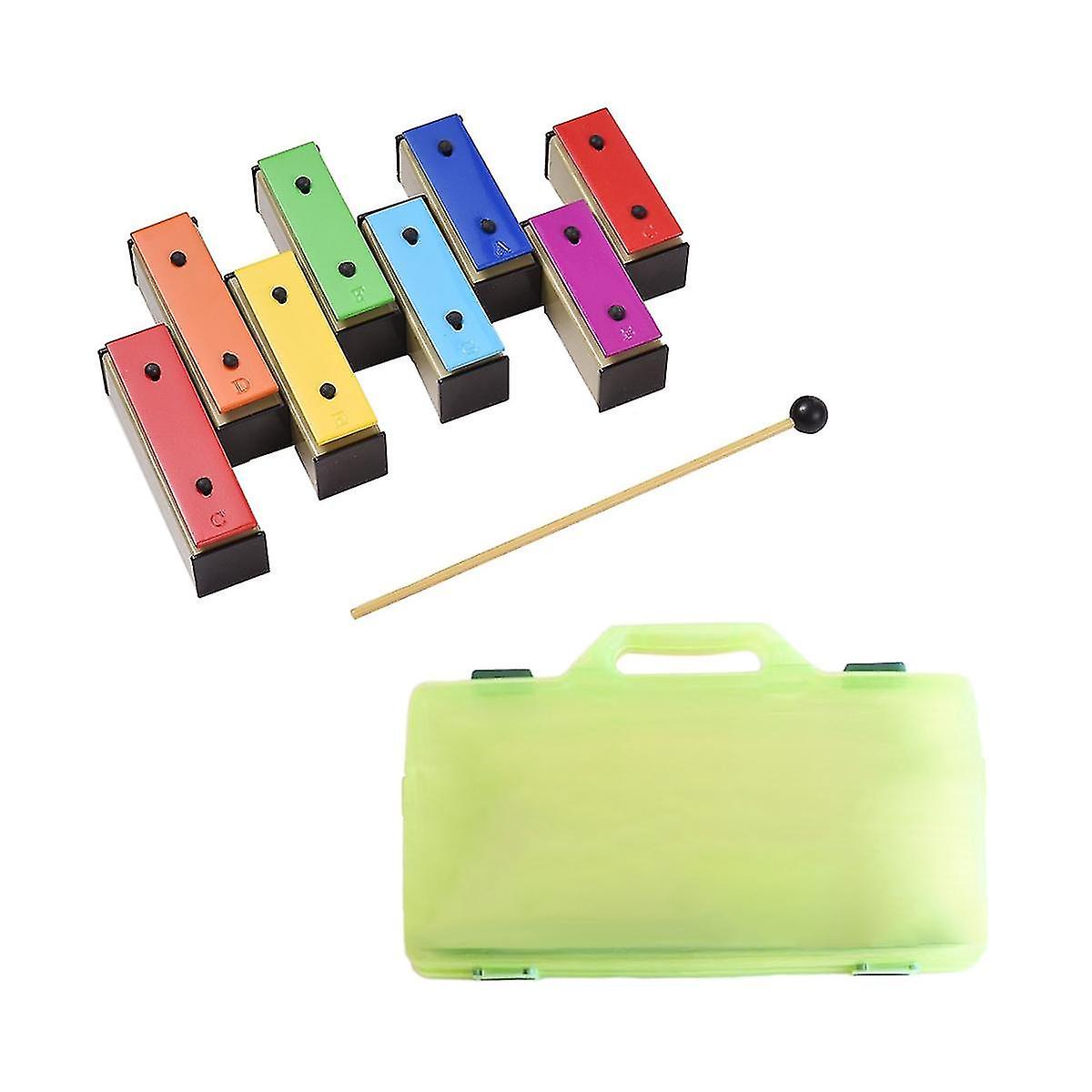 8-ملاحظة Xylophone الملونة Glockenspiel قابلة للإزالة قوس قزح اللون لوحات معدنية مرنان مع البلاستيك