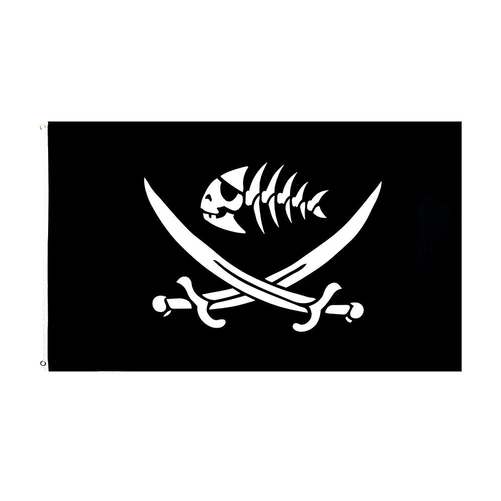 90*150cm Pirate Fish Flag With Swords Flag