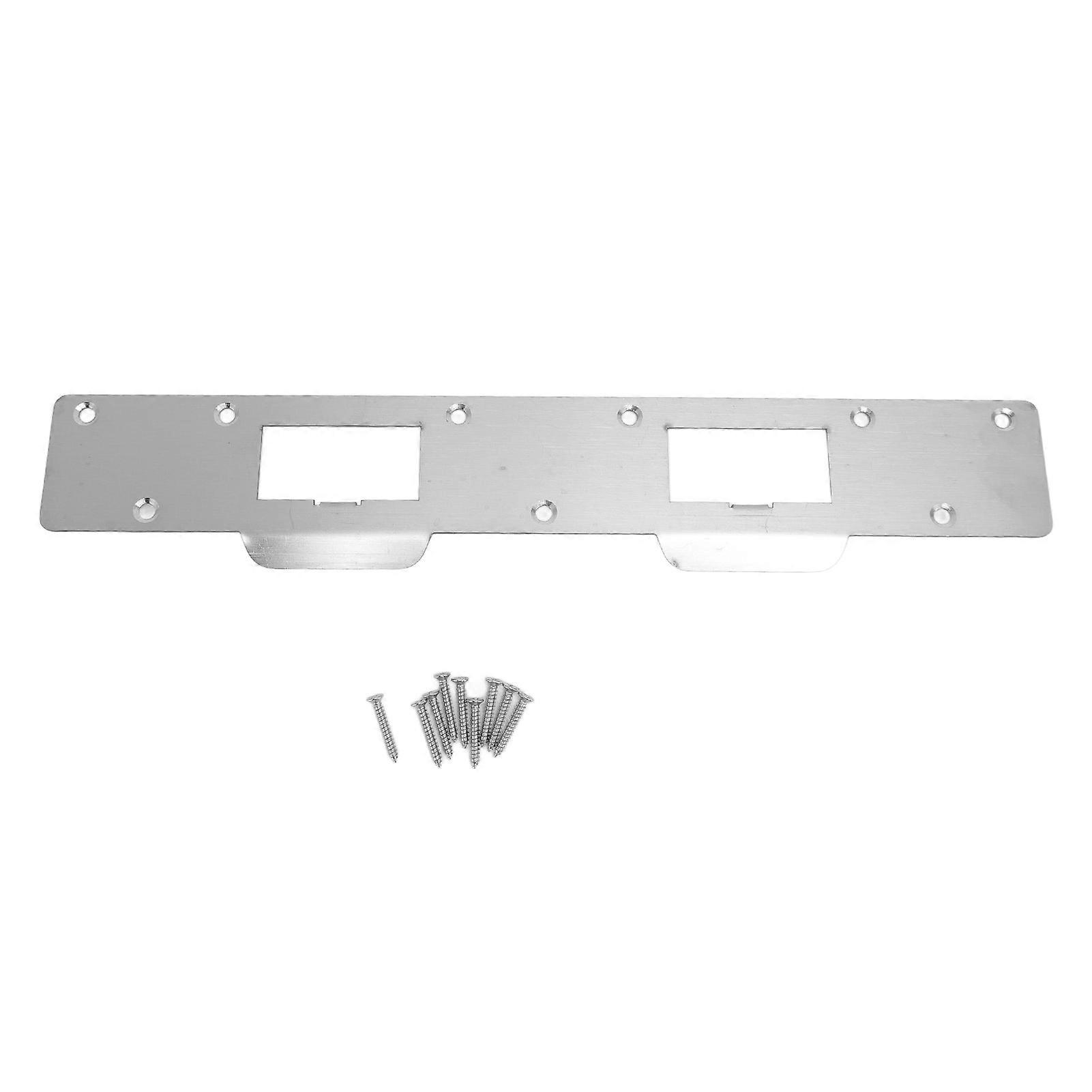 Door Strike Plate Double Holes Steel Reinforced Strong Easy Install Security Stike for 5‑1/2in to 6in Hole Center Distance White
