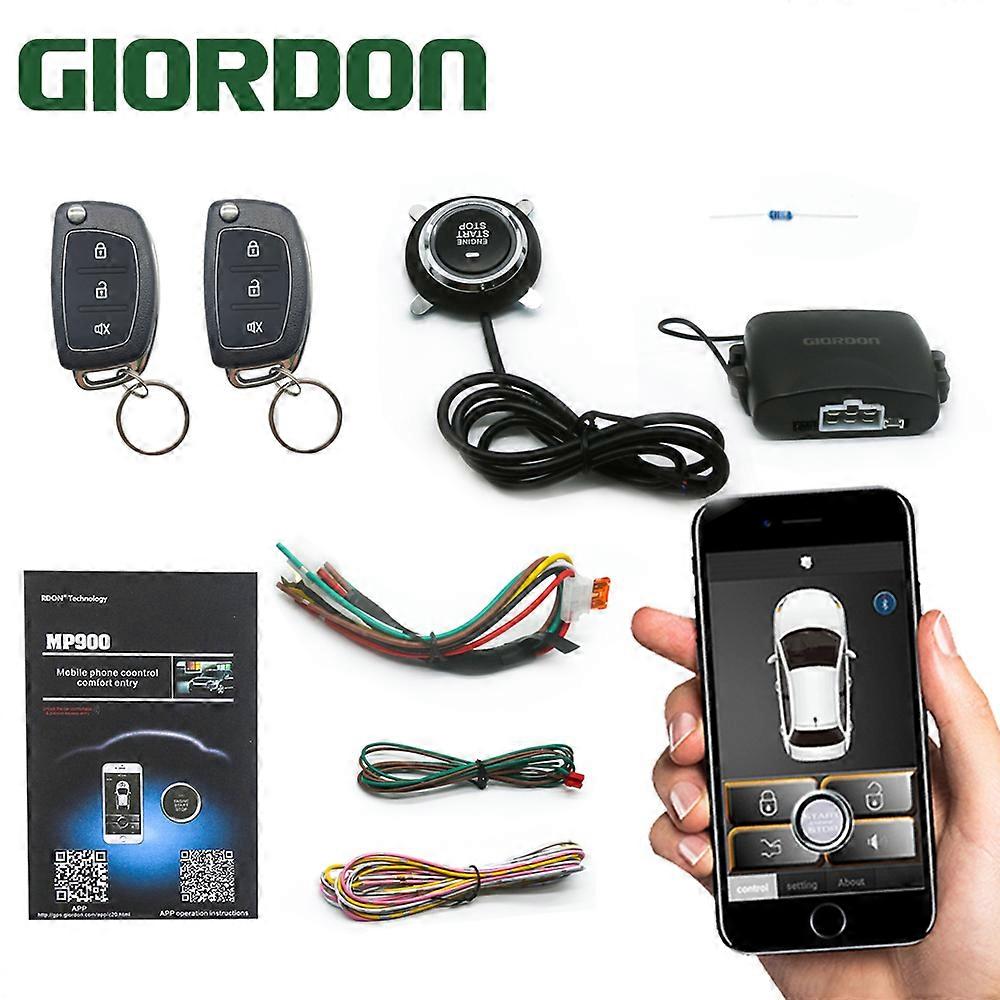 Remote Car Key Systems Key blade Control APP less Entry Engine Start Alarm System Push Button Remote Starter Stop Auto G6212