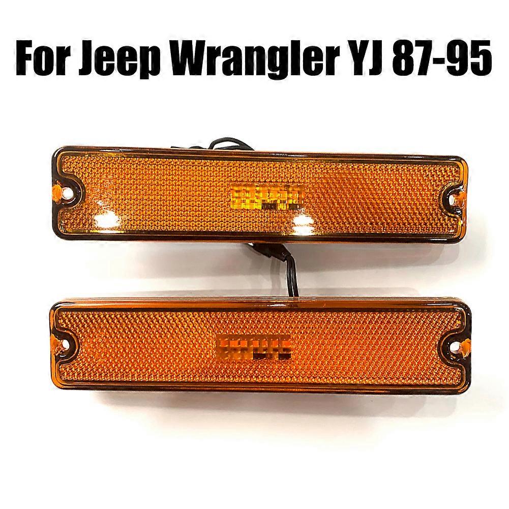 2pcs Smoked Amber Lens Front Bumper Led Side Marker Lights For Jeep Wrangler Yj 1987-1995 56001424 Side Signal Lights
