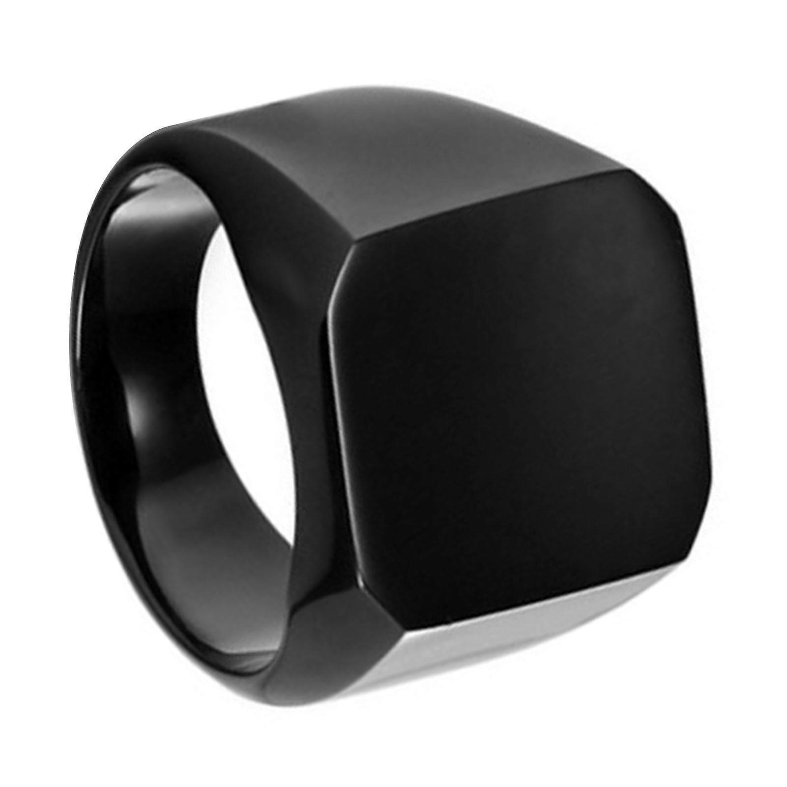 Men's Square Ring Black Alloy High Hardness Smooth Surface Solid Color Ring For Business