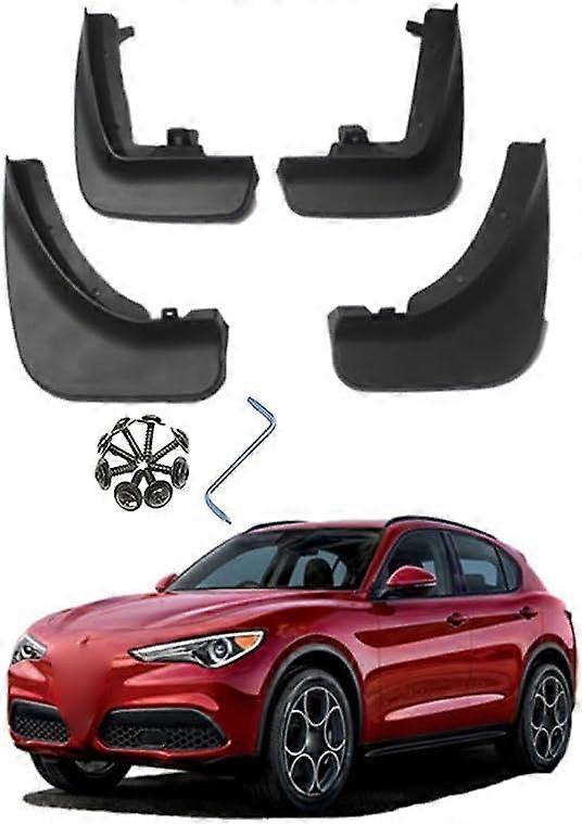 4Pcs Car Mud Flaps for A-lfa Romeo Stelvio/Giulia 2017-2021, Custom Front and Rear Auto Mudflap Set Mud Flaps Kit Splash Guards Full Protection,B-Stel