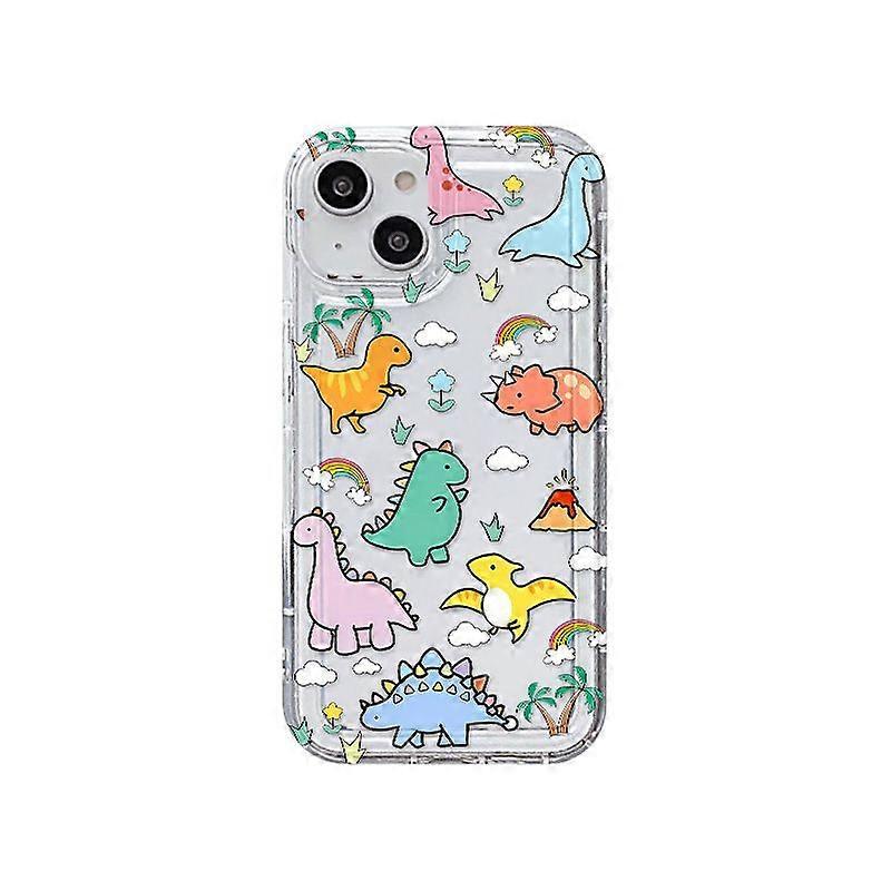 Compatible with iPhone 13 Case, 6.6ft Clear Shockproof TPU Protective Bumper Phone Case, Dinosaur Design