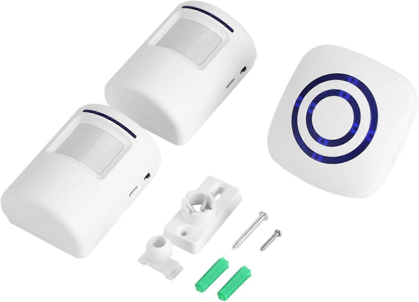 Wireless Doorbell Motion Sensor Electric Door Chime 36 Melodies Security Alarm with Transmitter and Receiver for Home Office Hotel Shop Store(2+1 EU)