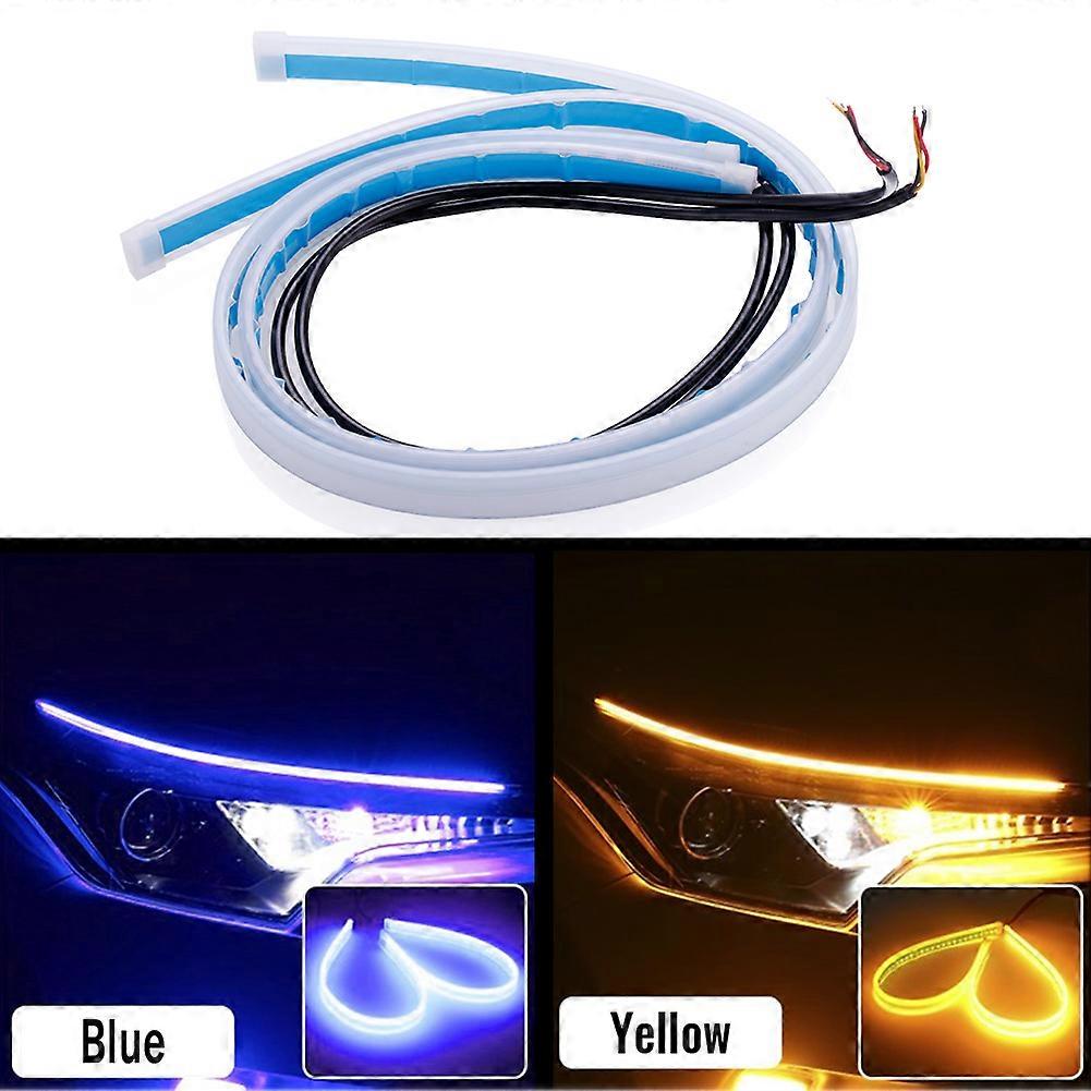 2 pcs DRL LED Strip Turn Signal Light Yellow Bright Flexible Turn signal Light Daytime Running Light