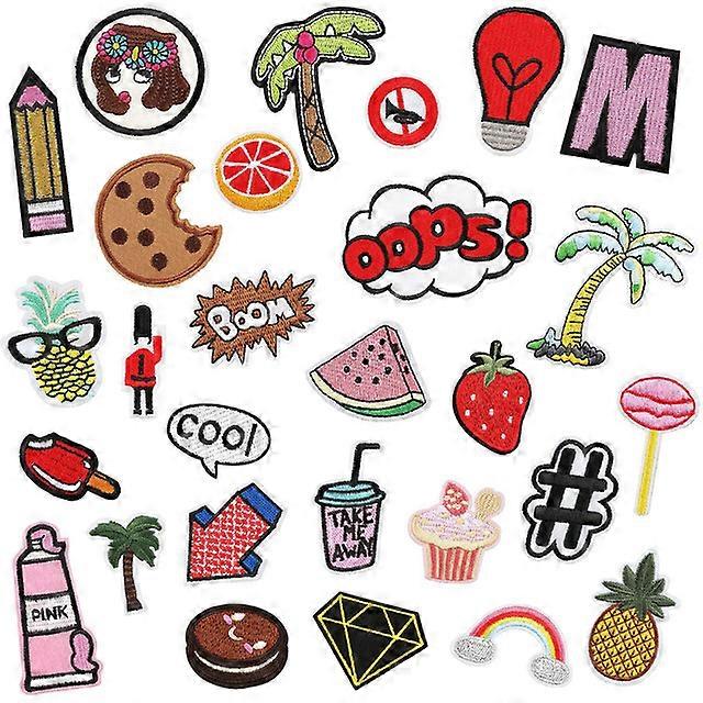 28PCS Holiday seaside Embroidered Applique Patches Iron On Patches Cute Funny Patches for Jackets, Hats, Backpacks, JeansClothings