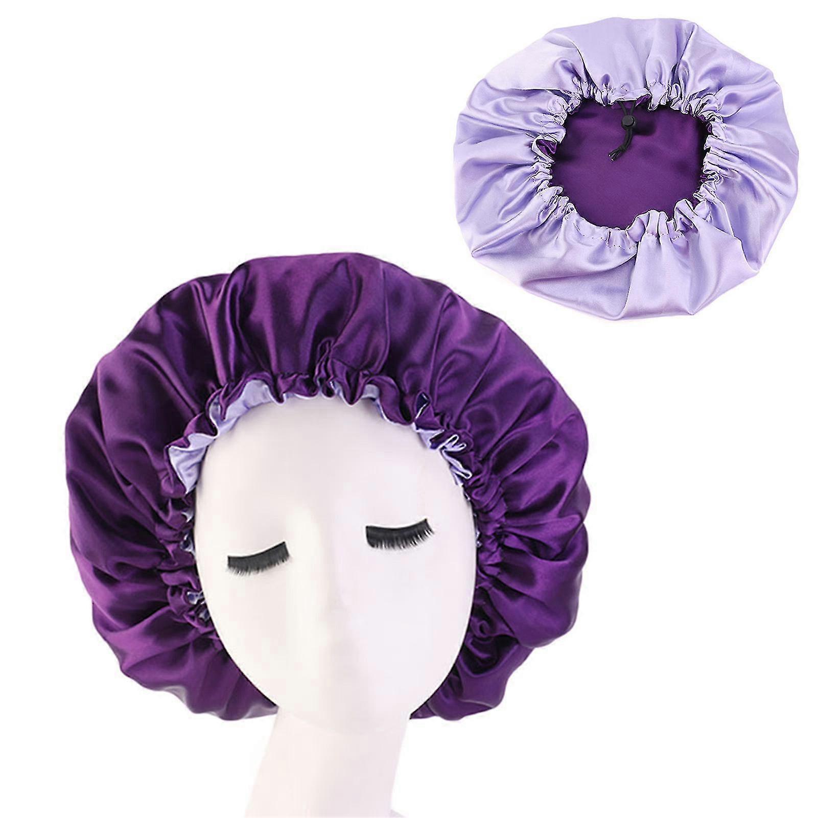 Double-layer Satin Night Cap With Adjustable Buckle Sleep Cap Ideal For Sensitive Scalps