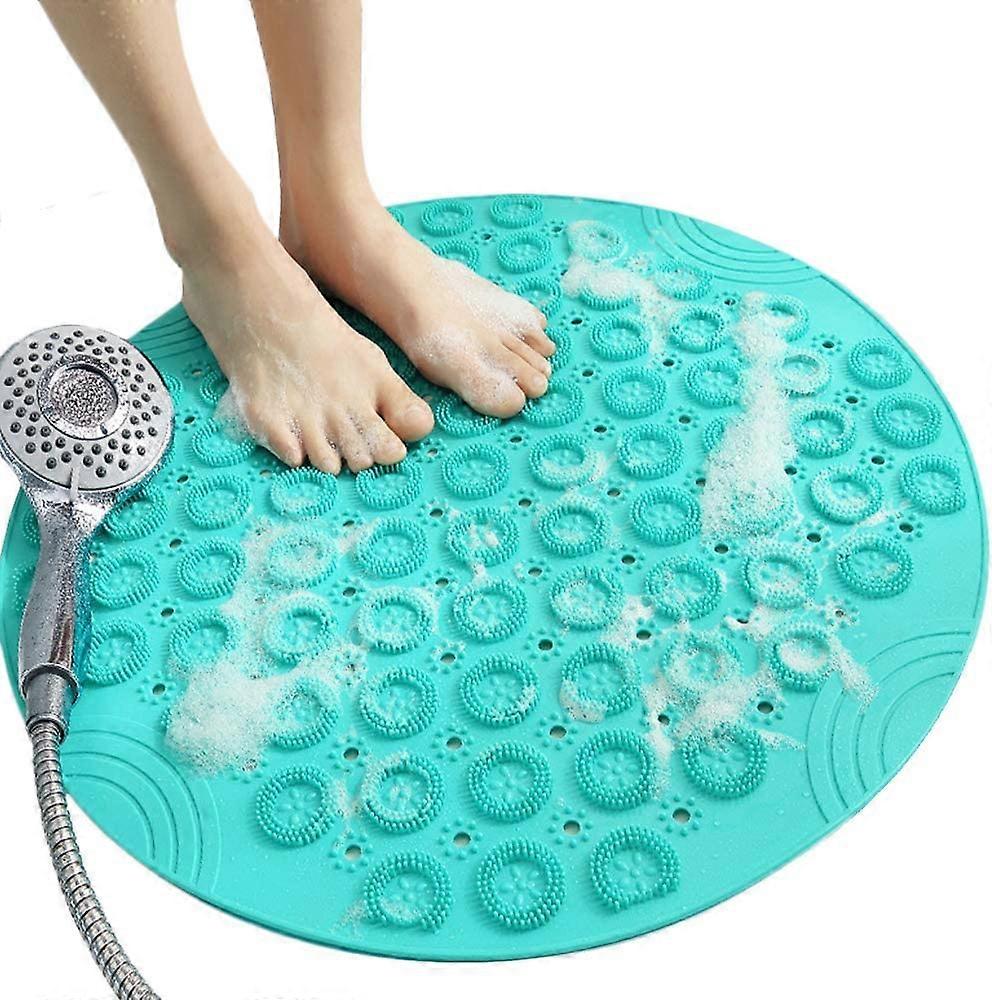 GreenBath Mat Round Shape Non-Slip Shower Mats Mildew Resistant Tub Mats with Suction Cups, Textured Rubber Bath Mat with Drain Hole