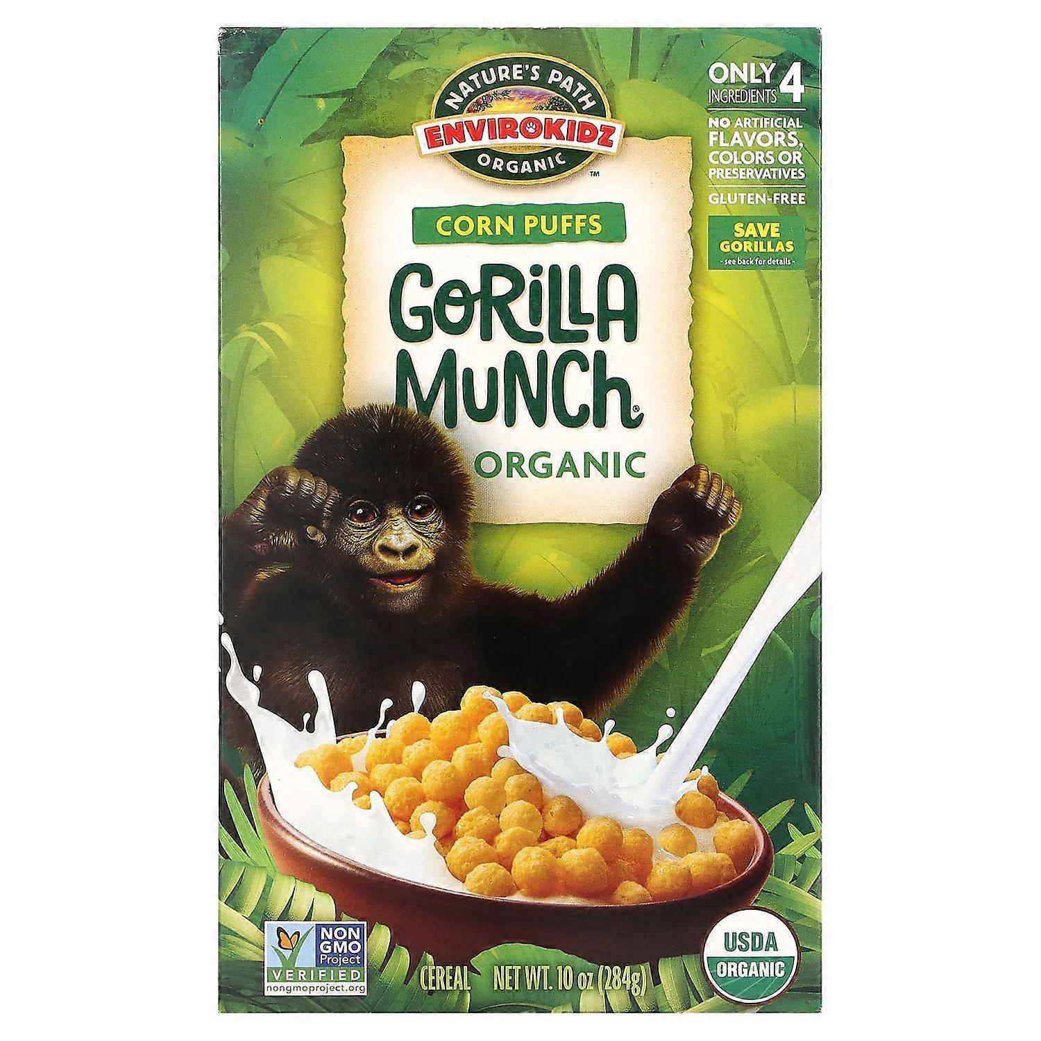 Nature's Path, EnviroKidz, Organic Corn Puffs Gorilla Munch Cereal, 10 oz (284 g)