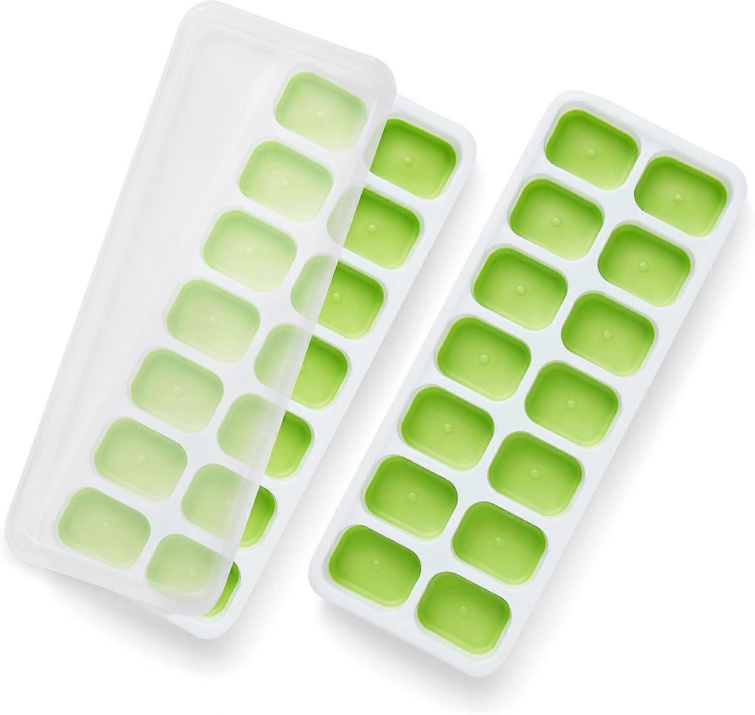 2-pack silicone ice cube trays with anti-spill lids, easy to remove ice cube trays, flexible silicone ice cube molds for parties, drinks