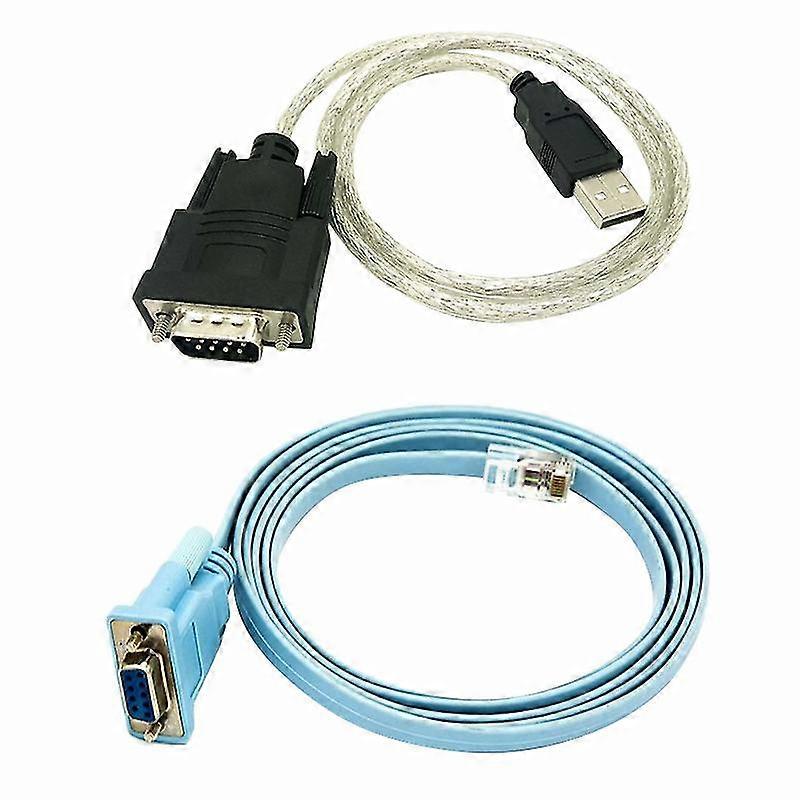 Rj45 Network Cable Serial Cable Rj45 To Db9 And Rs232 To Usb (2 In 1) Cat5 Ethernet Adapter Lan Con-Good