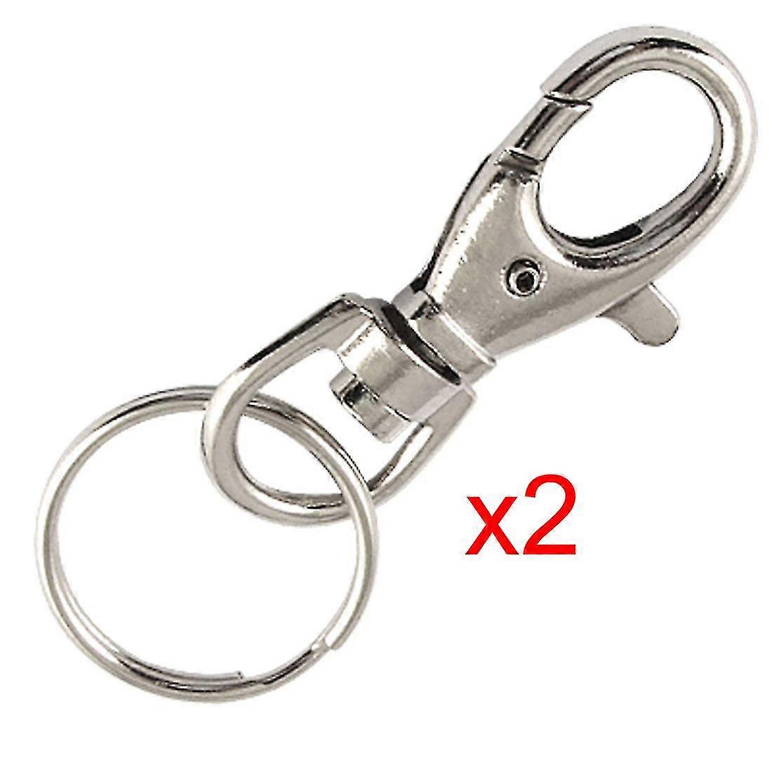 Silver Tone Metal Trigger Lobster Clasp Key Chain Keyring 2 Pcs