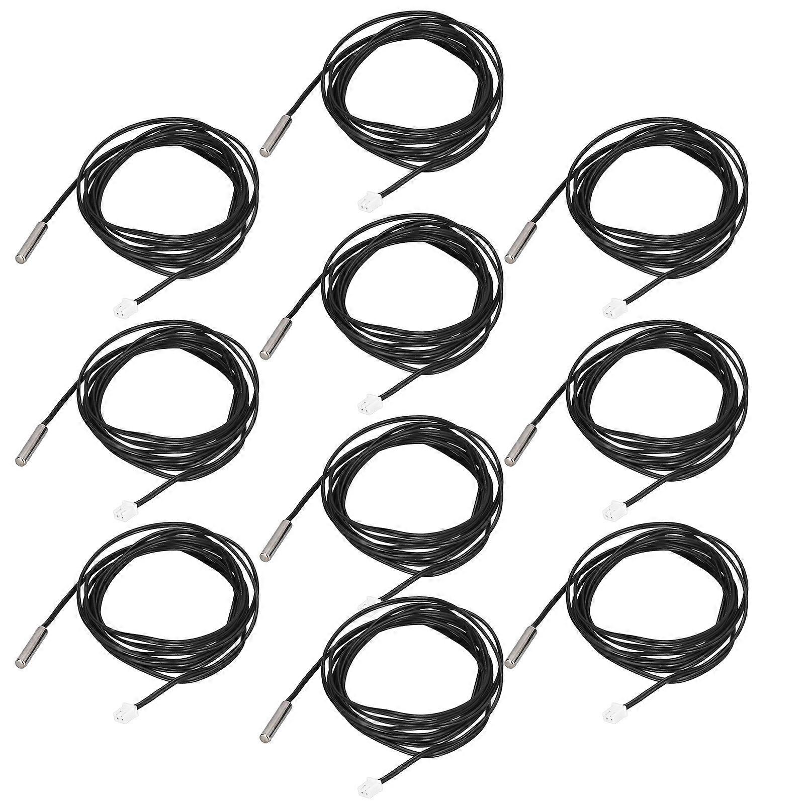 10Pcs Thermistor Sensor NTC Temp Probe 5x25mm Cylindrical Head 2 Meters Cable Length5K B3950
