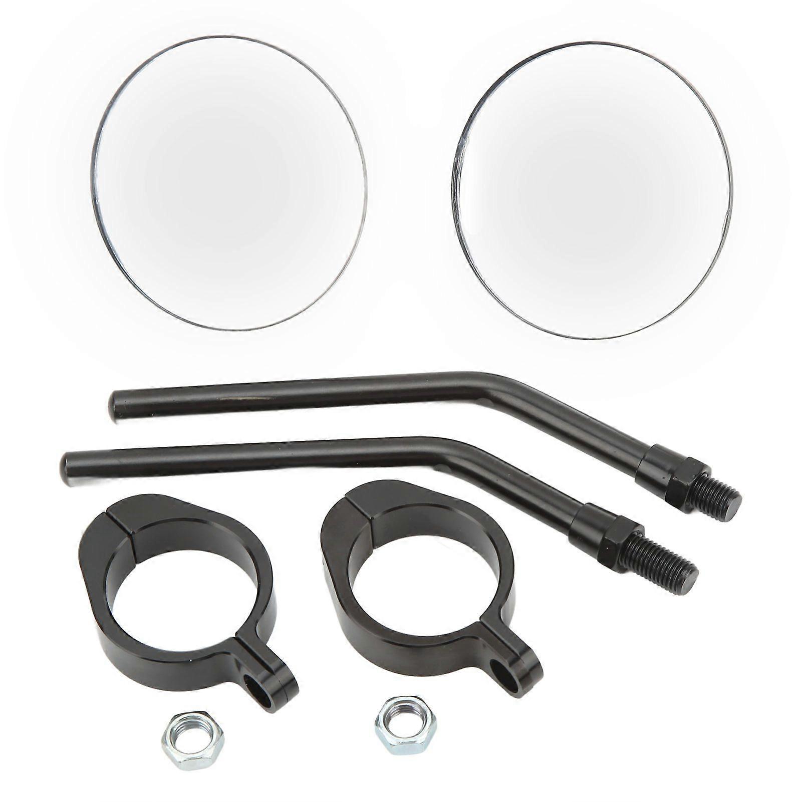 אופנוע מתכווננת מראת צד ראייה ברורה התאמה גמישה לקוטר פנימי אוניברסלי 38mm פגוש מוט זעזועים אופנוע שחור