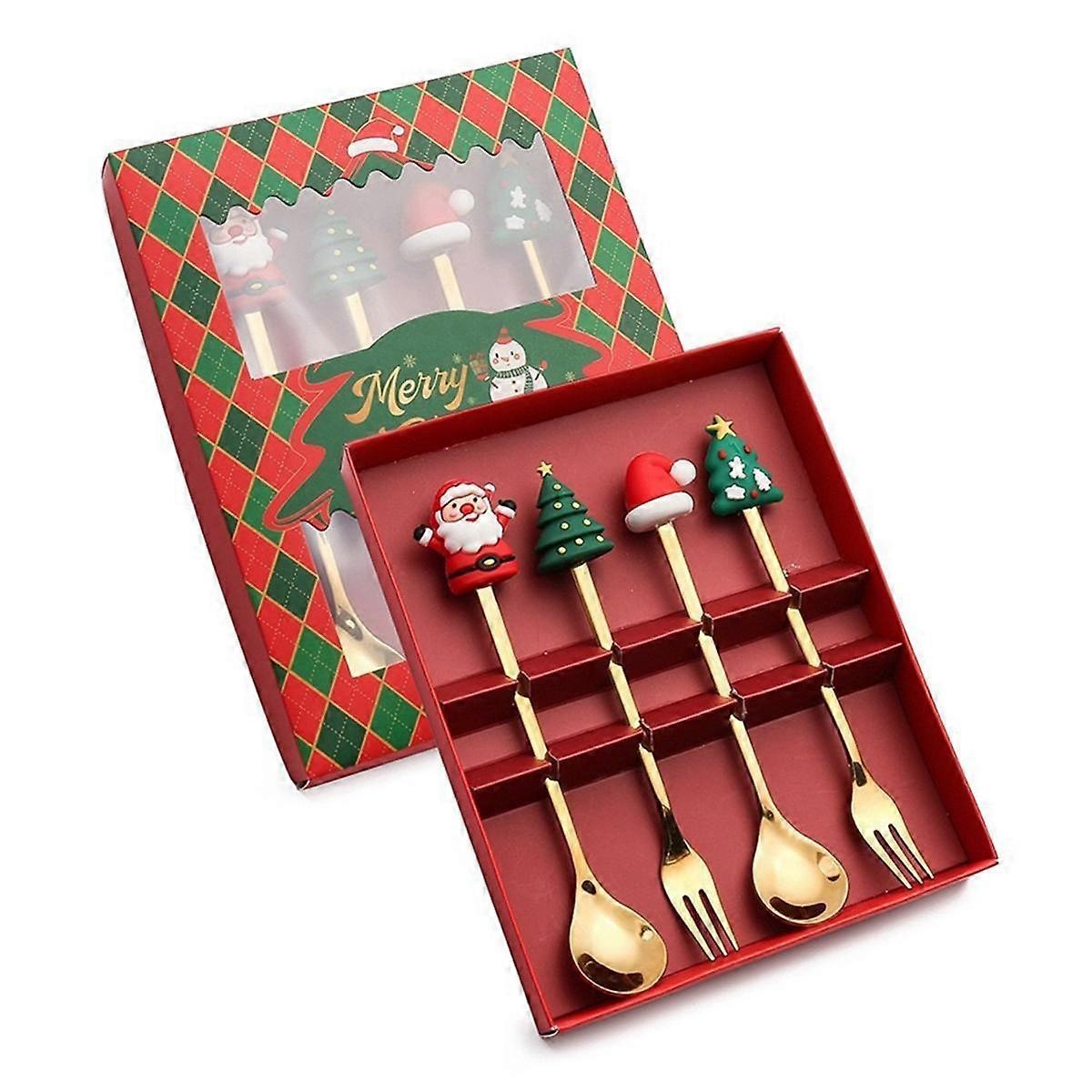 Christmas Set Gift Tableware Spoon & Fork Set Dessert Spoon Fruit Fork Coffee Spoon Tableware Set B