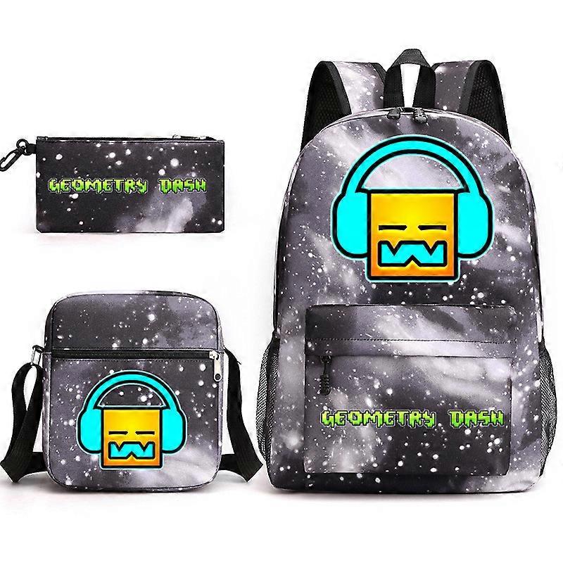 Geometry Dash School Bag Backpack Pencil Case Shoulder Bag Three-piece Set _22